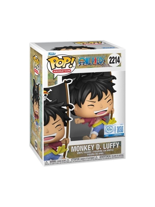 2214 FUNKO POP Animation: One Piece - Monkey D.Luffy With Flag (Exclusive) 9cm (Pop!)