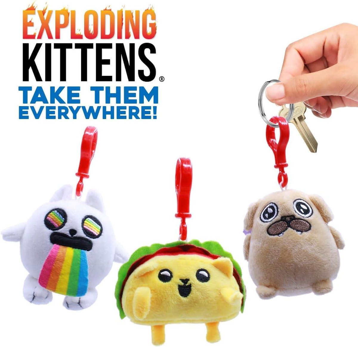 Exploding Kittens 3 Plush Backpack Hangers